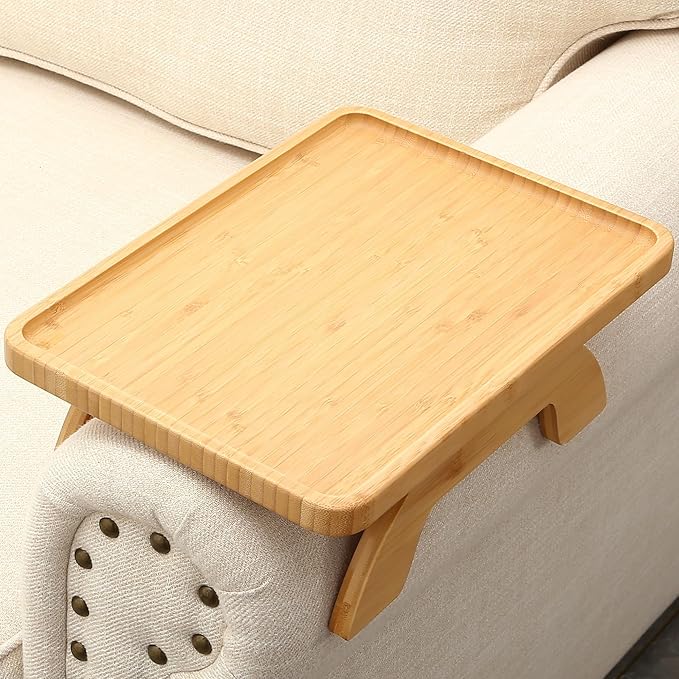 SINWANT Couch Arm Table Tray, Bamboo Sofa Arm Clip on Side Tables, Foldable Arm by SINWANT