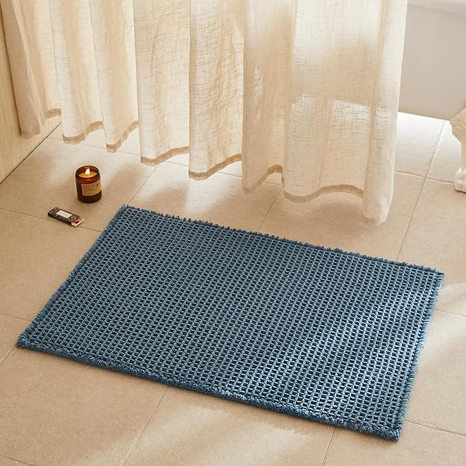 Waffle Bath Mat, Boho Bathroom Rugs Non Slip Washable Super Absorbent Quick Dry by TYUU