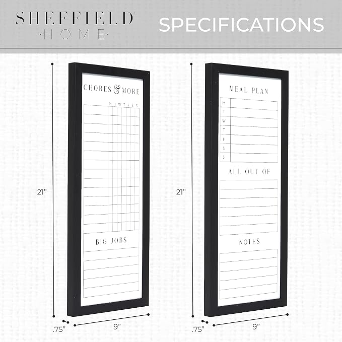 Sheffield Home Set of Two Family Planner Dry Erase Boards Featuring, Chore Chart - Field & Grace