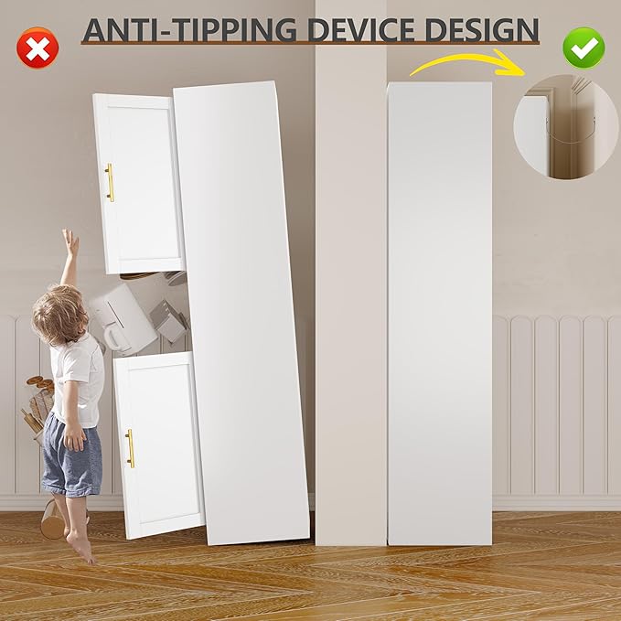 67" Tall Narrow Storage Cabinet Metal Bathroom Cabinet - Image 6