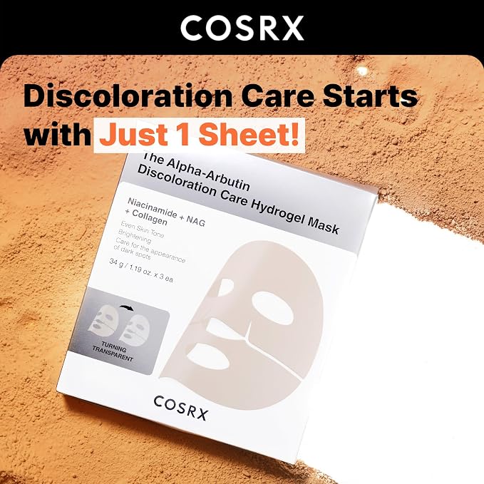 COSRX The Alpha-Arbutin Discoloration Care Hydrogel Face Masks Skincare 3 EA - Image 3