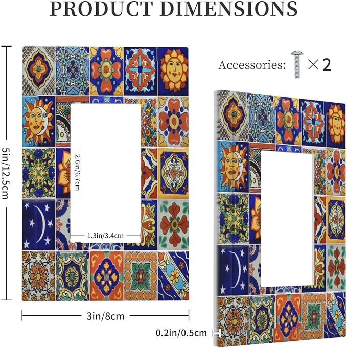 Decorative Outlet Covers Mid Century Talavera Shaped Tiles 1 Gang Single Rocker - Image 5
