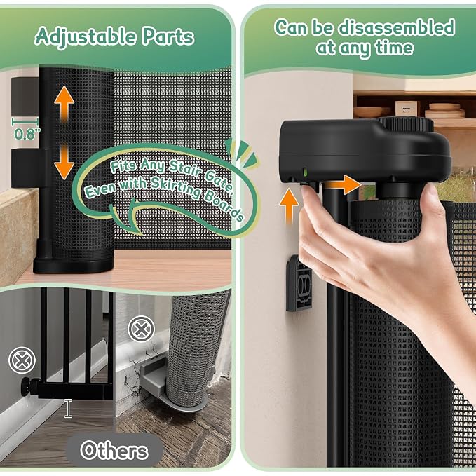 Retractable Baby Gates Extra Wide 150" x 34" Tall, Indoor/Outdoor Retractable - Image 6