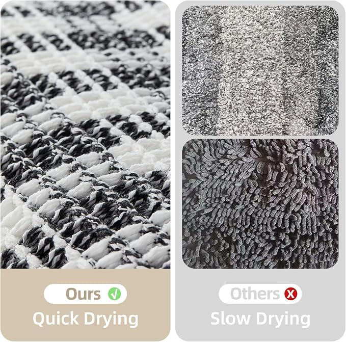 Waffle Runner Rug Bathroom, Long Boho Bathroom Rugs Non Slip Washable Absorbent - Image 6