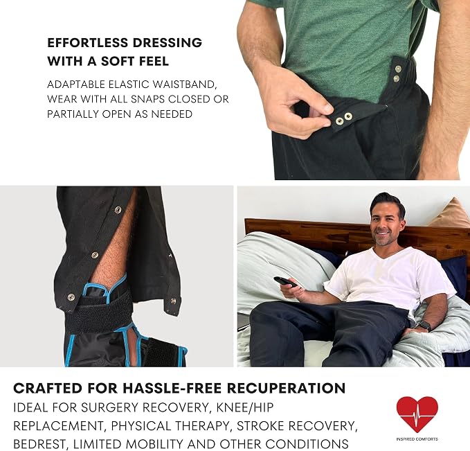 Inspired Comforts Unisex Tearaway Post Surgery Recovery Pajama Pants - Image 3