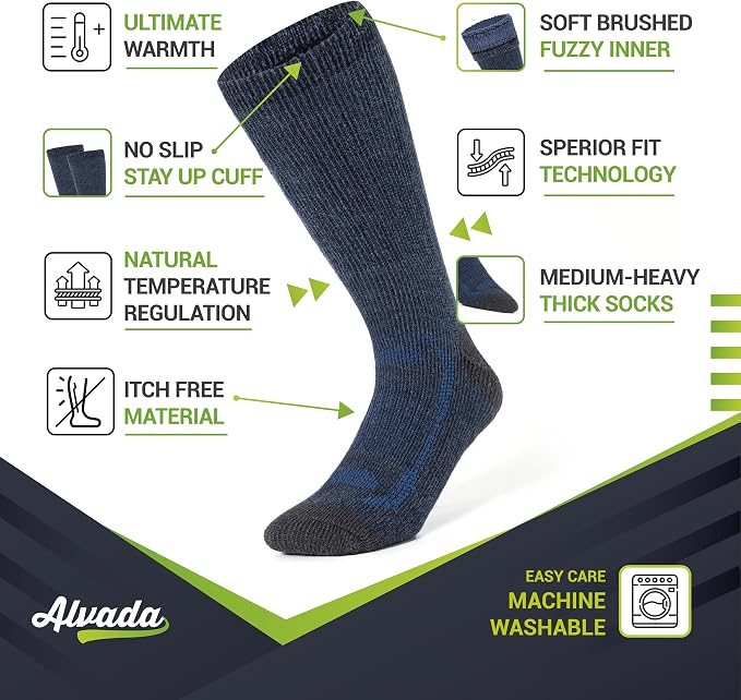 Alvada Warm Thermal Wool Socks for Winter Moisture Wicking and Breathable Cozy - Image 2