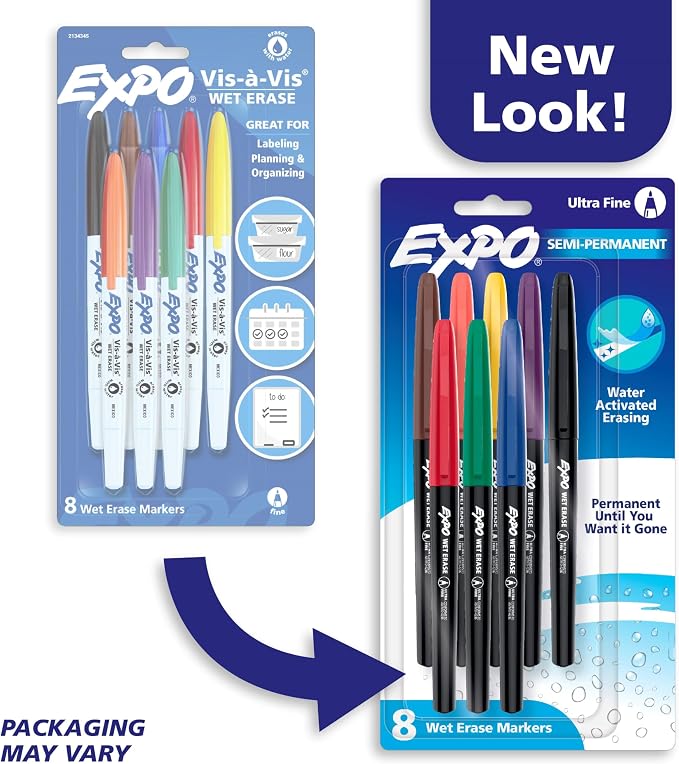 EXPO Wet Erase Markers, Semi-Permanent, Ultra Fine Tip, Organizing - Field & Grace