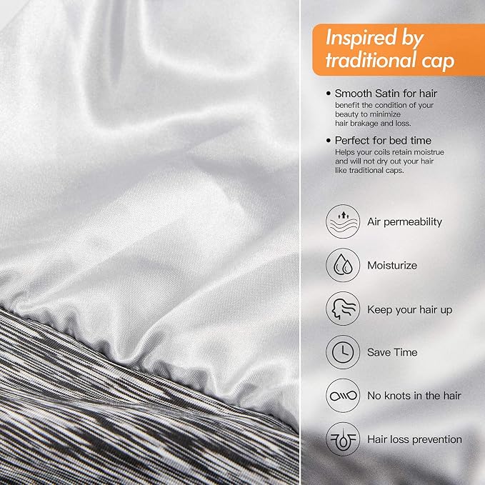 Silky Satin Lined Bonnet Sleep Cap - Image 2