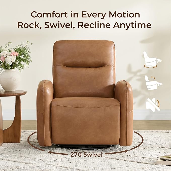 CHITA Faux Leather Power Recliner Chair, Swivel Glider Recliner - Image 4