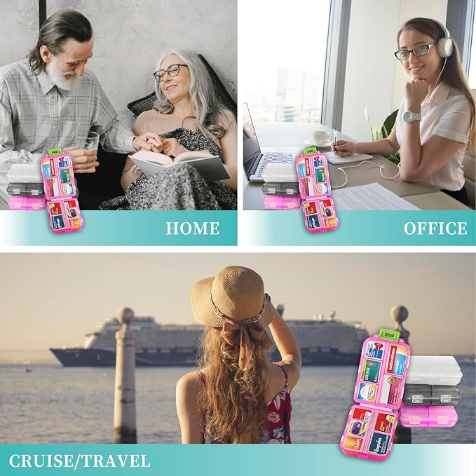 Pill Organizer with Medicine Labels, Travel Daily Pill Container, Mini - Image 3