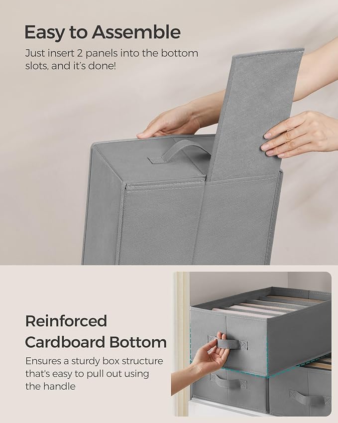 SONGMICS Set of 6 Large Size Wardrobe Clothes Organizers, 6-Compartment - Image 4