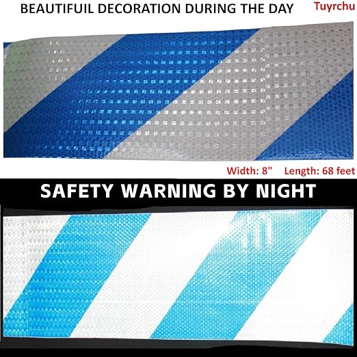 Blue and White Reflective Tape Outdoor Waterproof 8 inch X 66 feet, High - Image 3