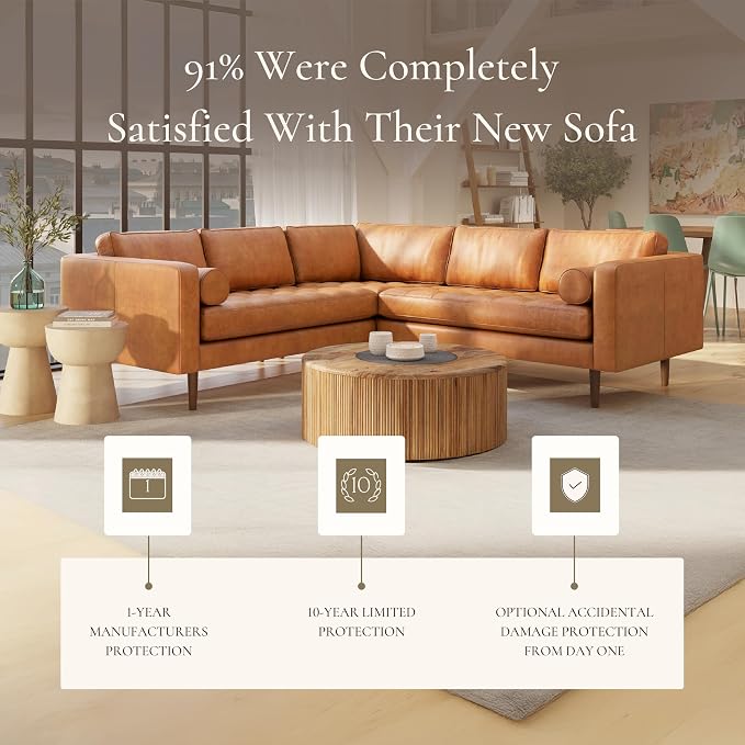 Poly & BARK Napa 98” Leather Corner Sectional Sofa – Full-Grain Italian-Tanned - Image 7
