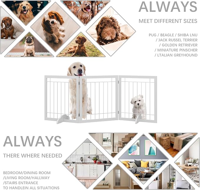 JSB 72-inch Extra Wide 28-inch Tall Dog gate, Freestanding Pet Gate - Image 6