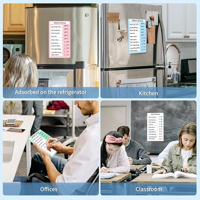 4 Pcs Chore Chart for Kids Multiple Kids Dry Erase Board for Fridge, Magnetic - Image 5