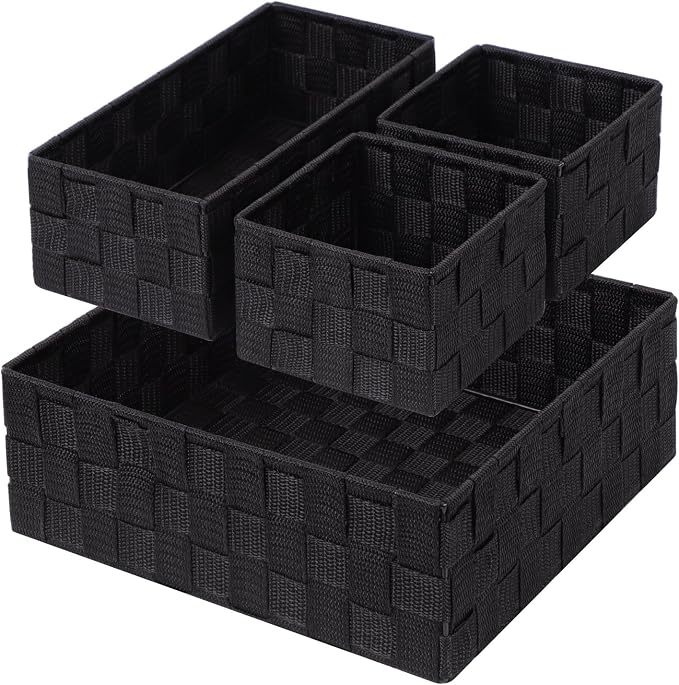Posprica Woven Storage Baskets for Organizing, Small Black Baskets Cube Bin by Posprica