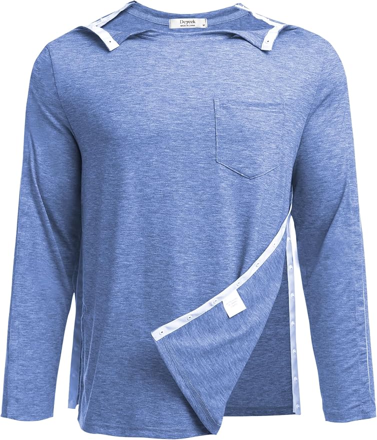 Deyeek Men's Post Shoulder Surgery Recovery Shirts Full Tear Away Long Sleeve by Deyeek