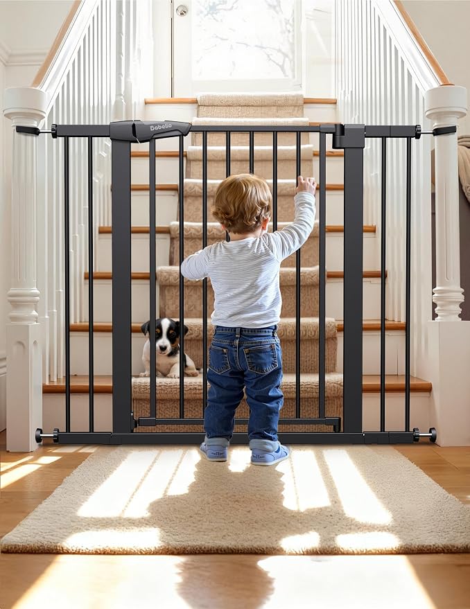 Babelio Baby Gate for Doorways and Stairs, PressGuard P7 Auto Close Dog Gate by BABELIO