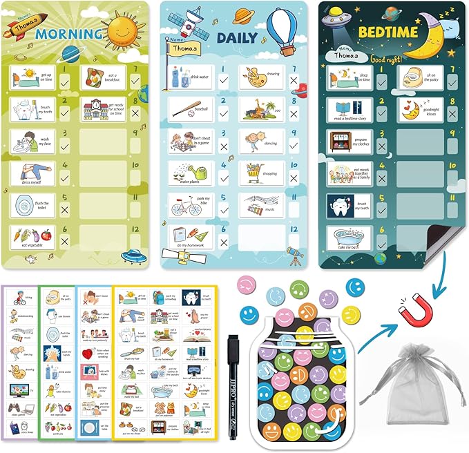 JJPRO Magnetic Bedtime/Morning/Daily Routine Chart by JJPRO