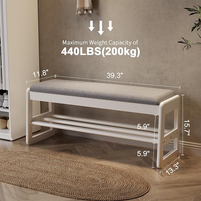 AQIMUELE Shoe Rack Bench, 2 Tiers Shoe Bench - Image 3