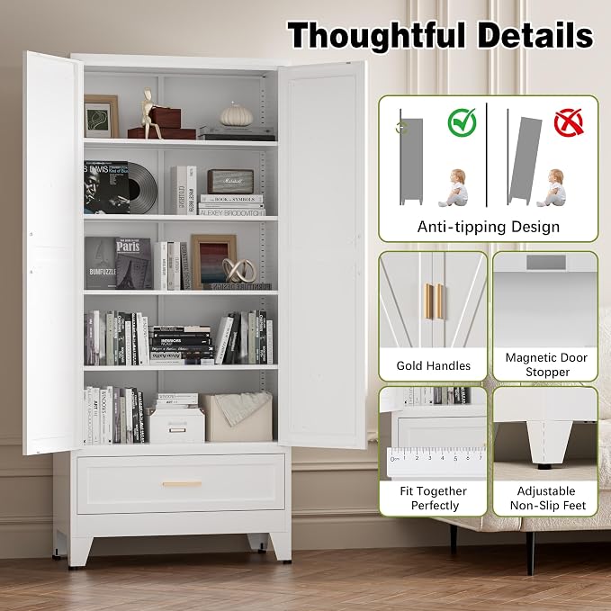 COFaR Metal Storage Cabinet, Farmhouse Storage Cabinet - Image 7