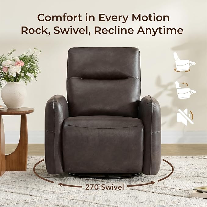 CHITA Power Recliner Chair, Faux Leather Swivel Glider - Image 3