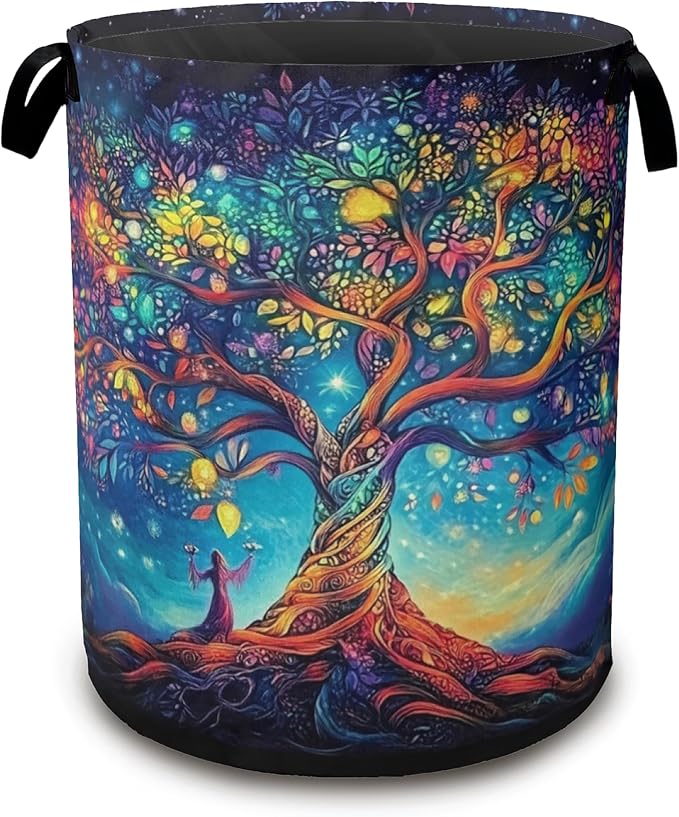Cosmic Tree Laundry Hamper, Collapsible Laundry Baskets, Tree of Life Dirty by Unknown