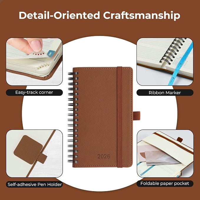 Planner 2026 Daily Weekly and Monthly, 6.5"x3.75", 12 Months Spiral Bound - Image 6