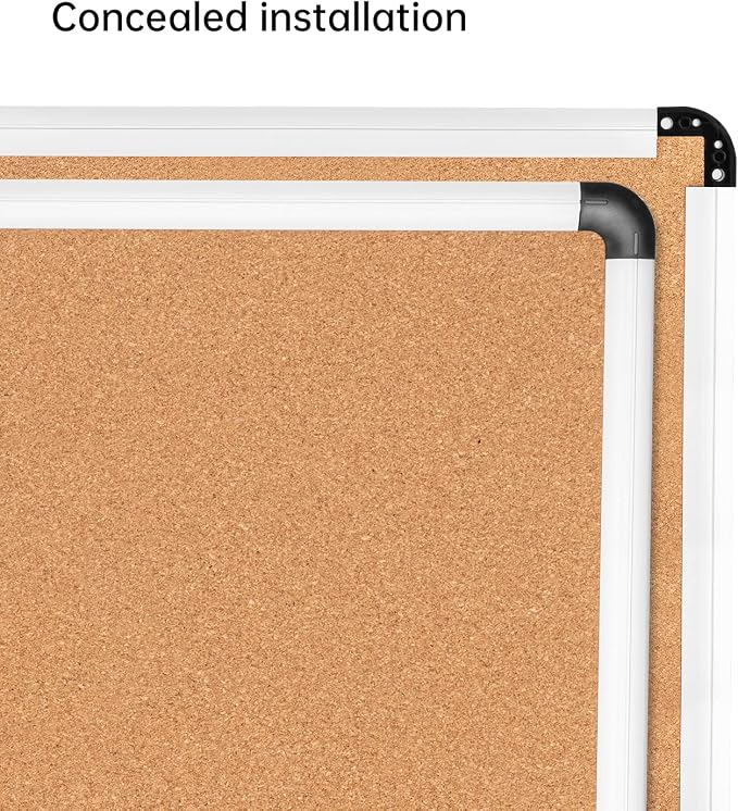 VUSIGN White and Cork Board Combination, Wall Mounted Notice Bulletin - Image 5