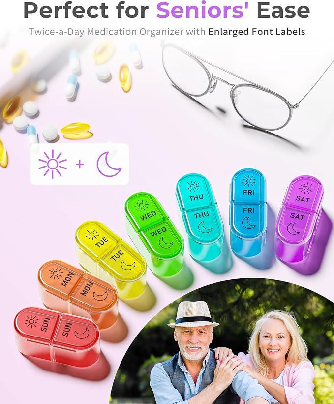 Pill Organizer,    , AM & PM Medicine Organizer 7 Days - Image 8