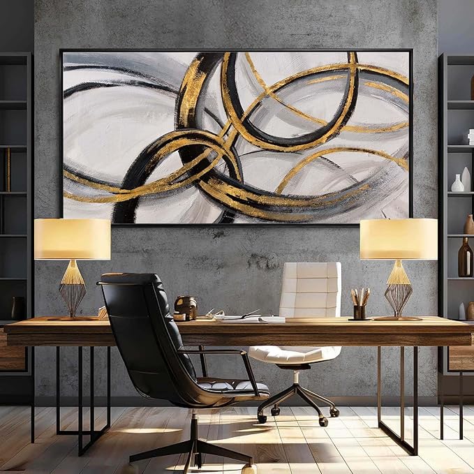 Large Framed Canvas Wall Art Gold Foil Prints Art Abstract Wall Pictures - Image 4