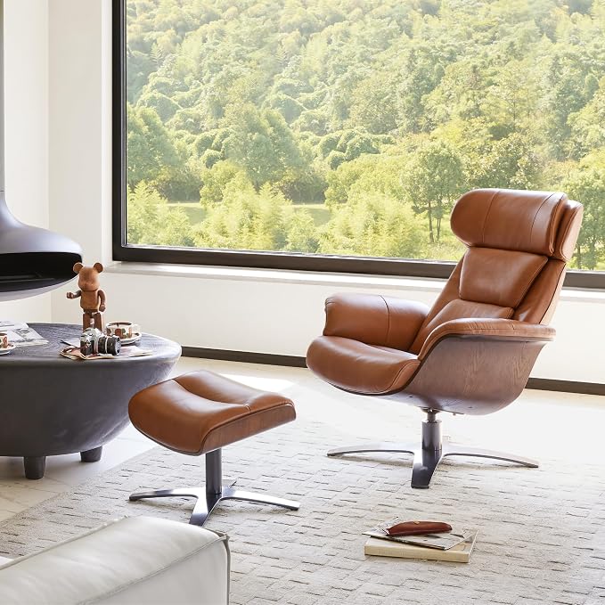 CHITA Genuine Leather Reclining Swivel Chair - Image 2