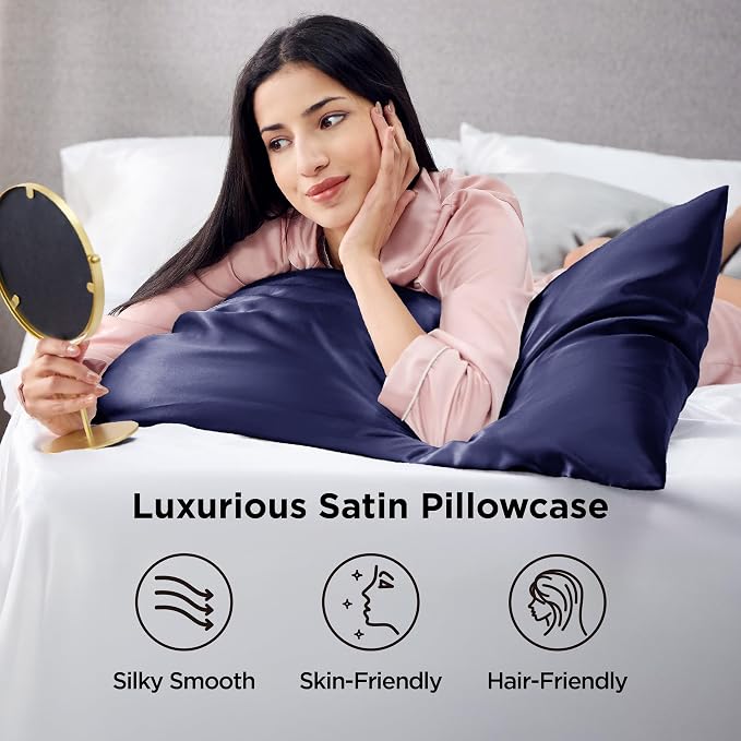 Bedsure Satin Pillowcases, Similar to Silk Pillow Cases Queen Size Set of 2 - Field & Grace