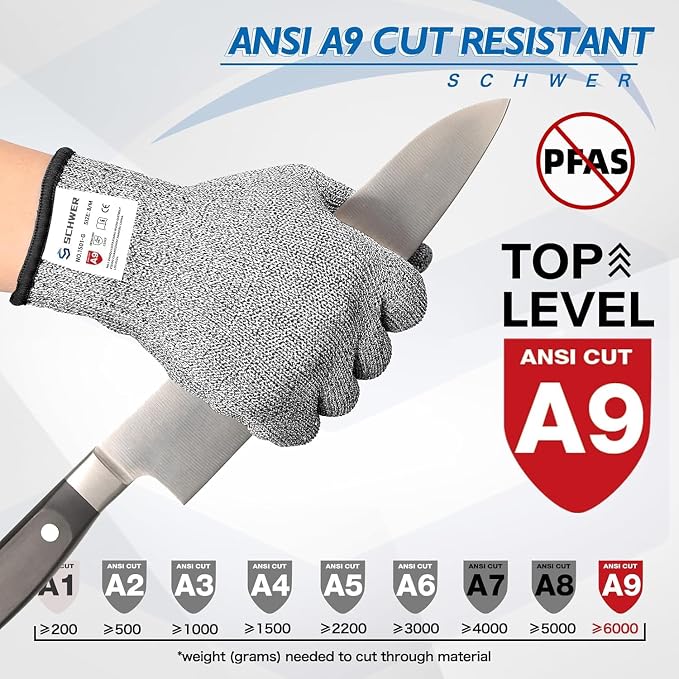 Schwer 2 Pairs ANSI A9 Cut Resistant Gloves, Food Grade Reliable Cutting Gloves - Image 3
