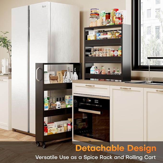 Slim Storage Cart, Lightweight 6 Tier Metal Rolling Utility Kitchen Cart on - Image 3