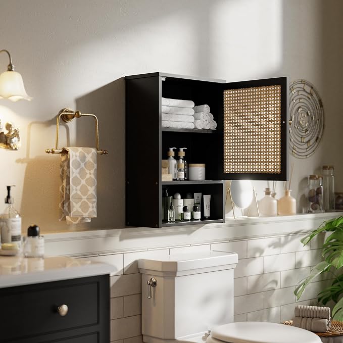 Bathroom Wall Cabinet, Bamboo Over-The-Toilet Storage Organizer - Image 2