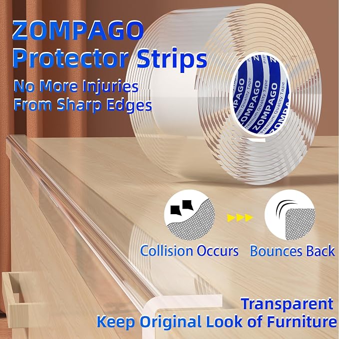 Clear Soft Corner Protectors for Furniture Strip, 1.2in x9.84FT, Sharp Edge & - Image 5