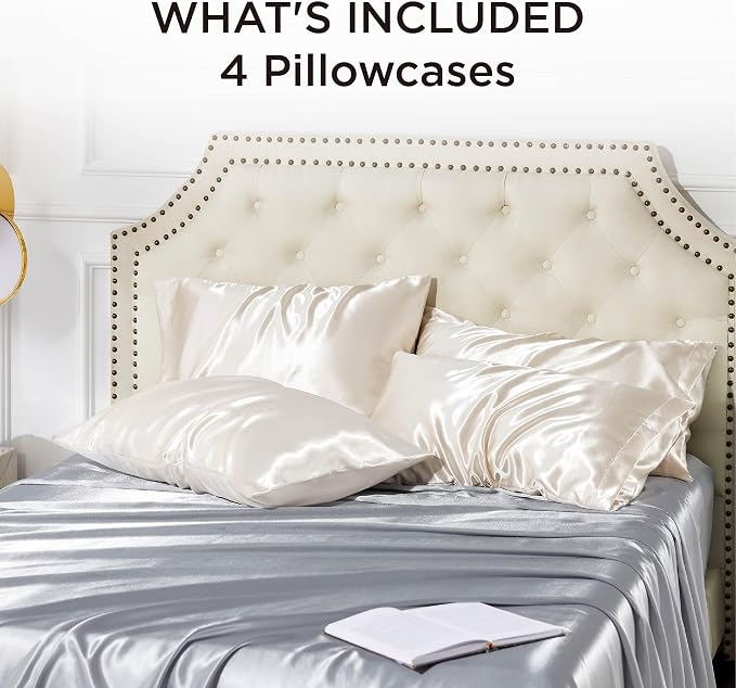 Bedsure King Size Satin Pillowcase Set of 4 - Field & Grace