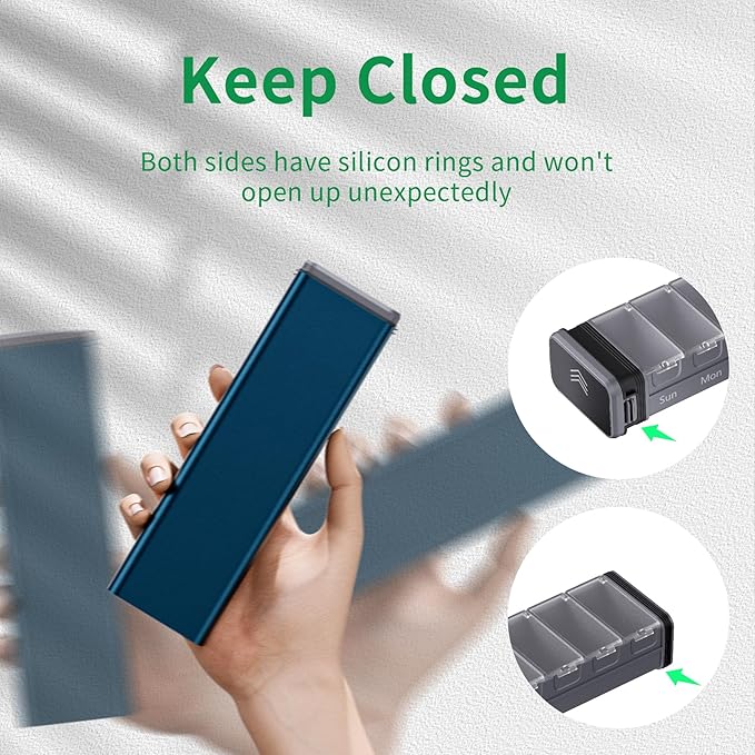 7 Day Weekly Metal Pill Organizer Travel, Kursoaya Premium Aluminum Daily Pill - Image 5