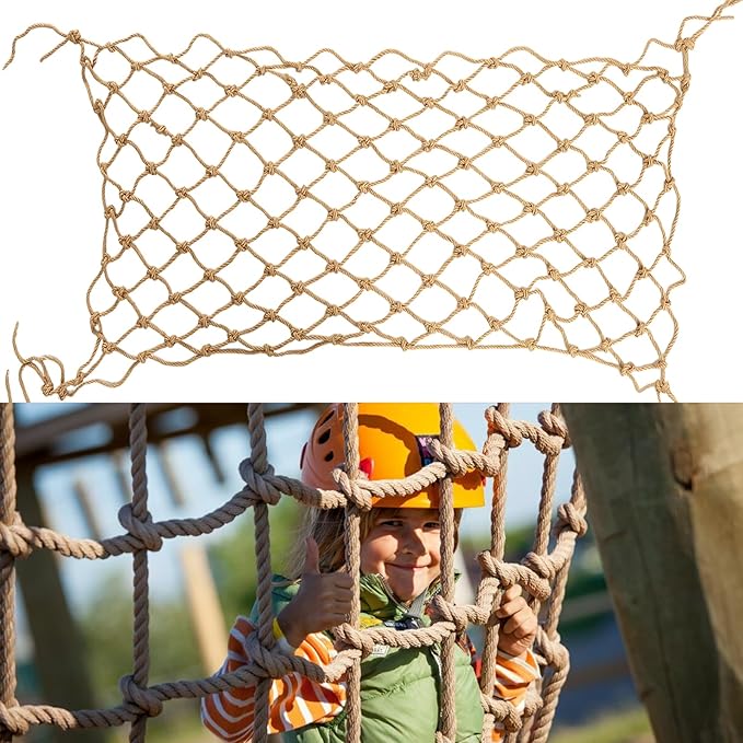Jute Hemp Rope Net, Heavy Duty Natural Climbing Safety Rope Netting Balcony by ERFEI