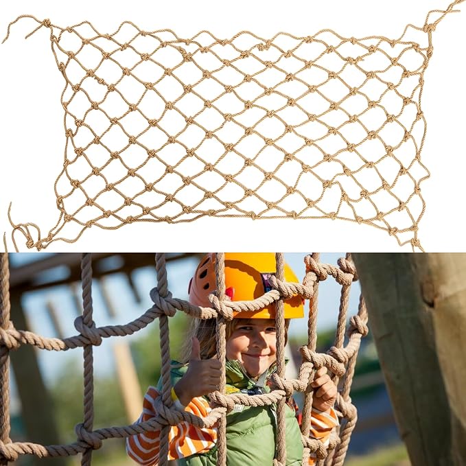 Jute Hemp Rope Net, Heavy Duty Natural Climbing Safety Rope Netting Balcony - Image 2