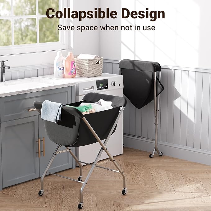 ELYKEN Laundry Cart with Wheels, 33”H Easy Rolling Laundry Hamper with - Field & Grace