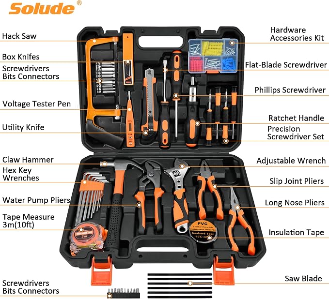 SOLUDE Tool Set, 148-Piece Home Repair Tool Kit - Image 2