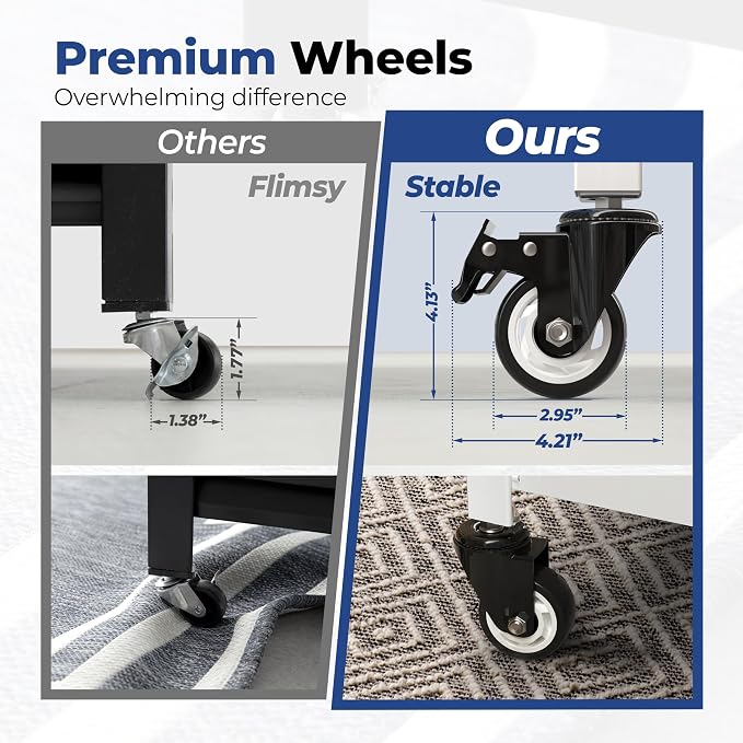 HOMEDANT House 5-Tier Metal Rolling Cart Shelf Rack Casters Heavy Duty - Image 5