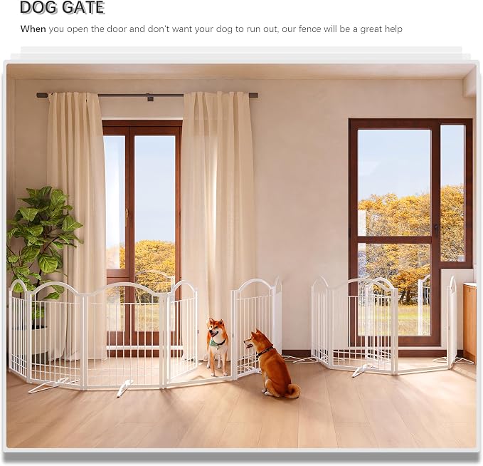 4NM Metal No Drilling Expandable Dog Gate, Extra Wide 144", Extra Tall 32" Free - Image 2