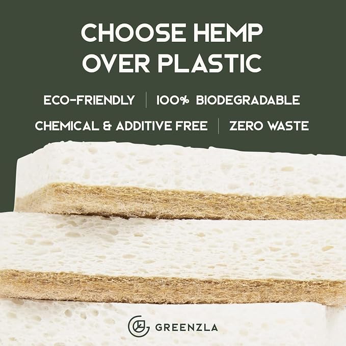 Greenzla Kitchen Sponges, Odor Free Plant-Based Dish Sponges, Non-Scratch Sisal - Field & Grace