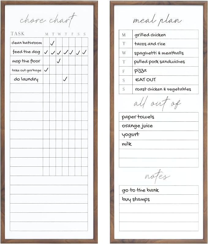 Sheffield Home Set of Two Family Planner Dry Erase Boards Featuring, Chore Chart - Field & Grace