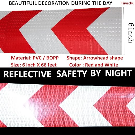 Red and White Reflective Tape Outdoor Waterproof 6 inch X 66 feet, High - Image 3