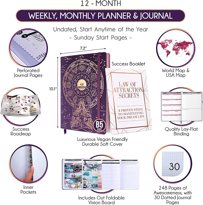 Law of Attraction Planner – Undated Hourly, Weekly & Monthly Goal Setting - Image 2
