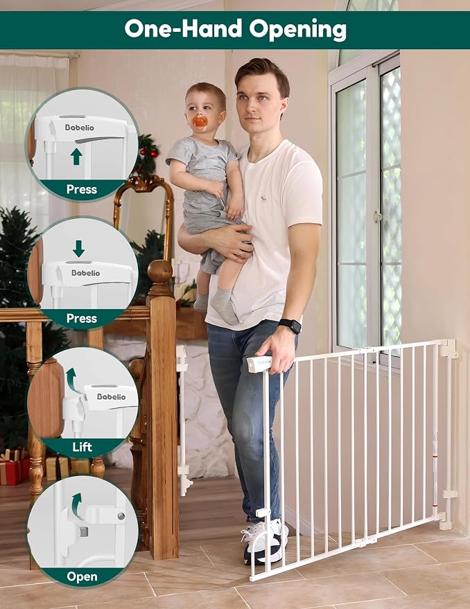 Babelio Easy to Remove & No Bottom Bar Baby Gate, 29-43" Hardware Mounted| Wide - Image 4